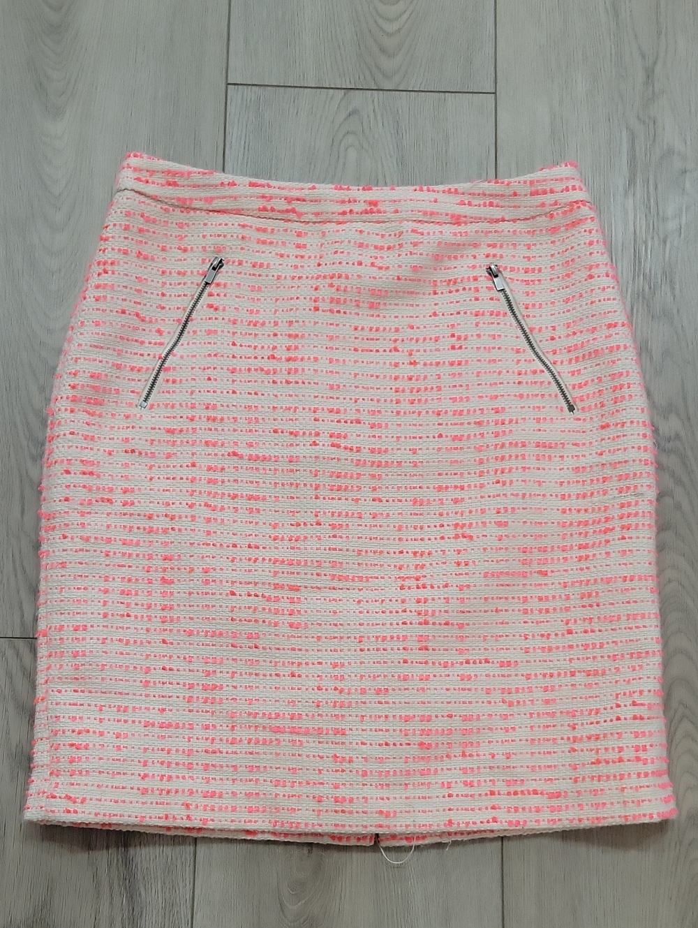 Halogen Pink Tweed Mini Skirt with Silver Zippers